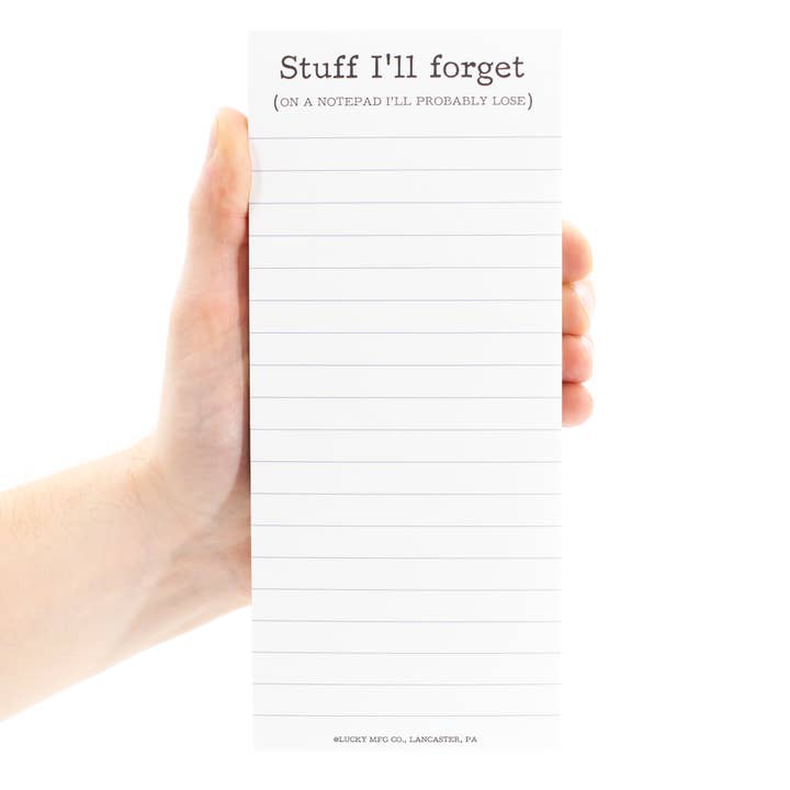 Blocco note magnetico «Cose che dimenticherò» per la vendita all'ingrosso da parte di Lucky Mfg. Co.
