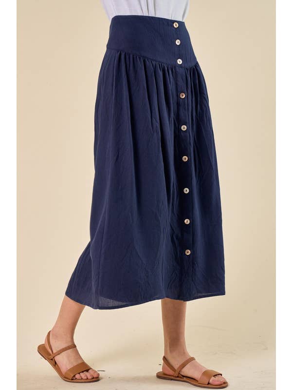 Doe and Rae - Vendita all'ingrosso Gonna - Donna - Gonna posteriore elasticizzata con bottoni sul davanti - 6366S1