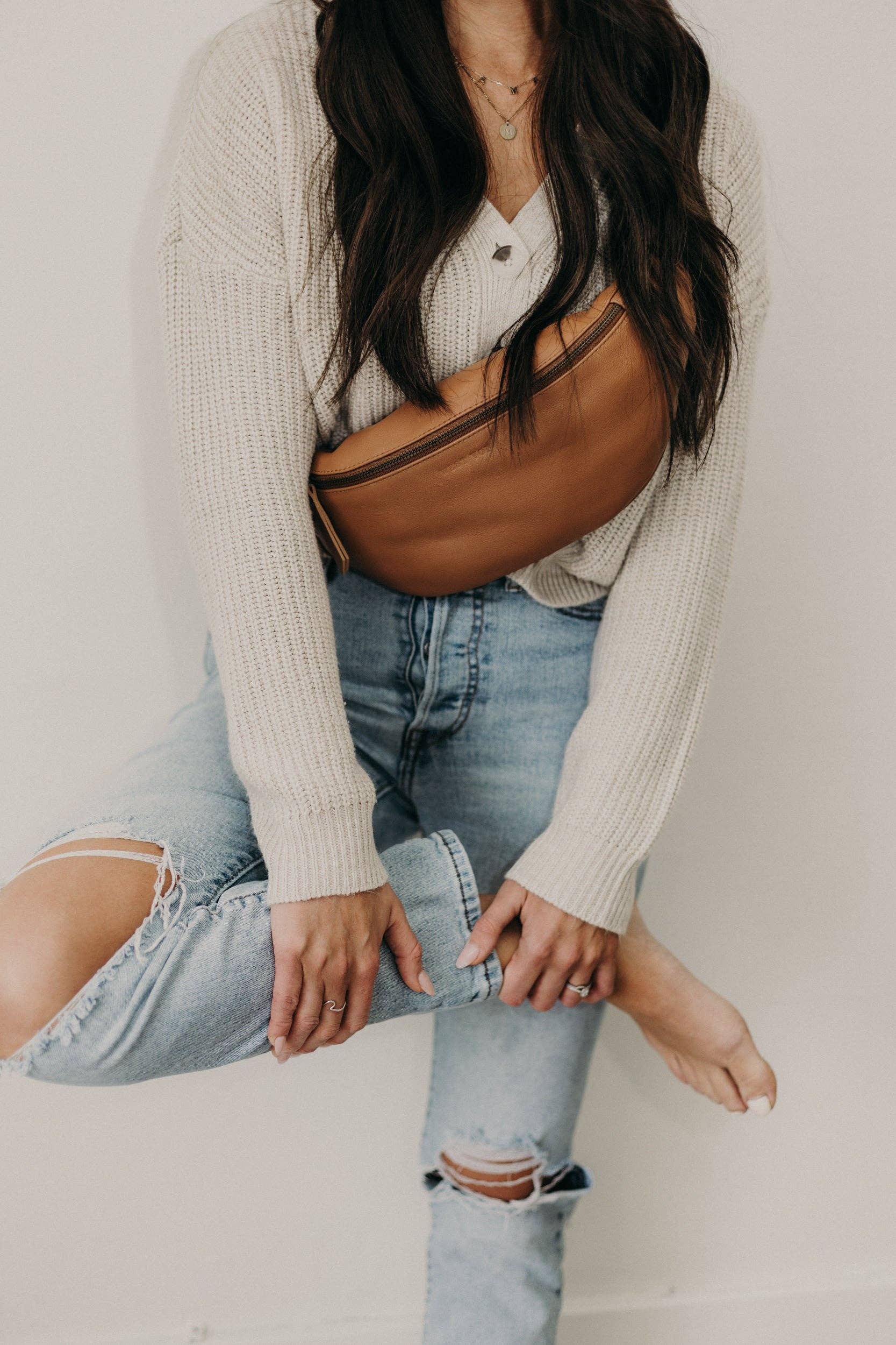 WEST VON - Vente Sac ceinture – femme - Indie | Grand sac à bandoulière essentiel | Sac banane | Sac à bandoulière