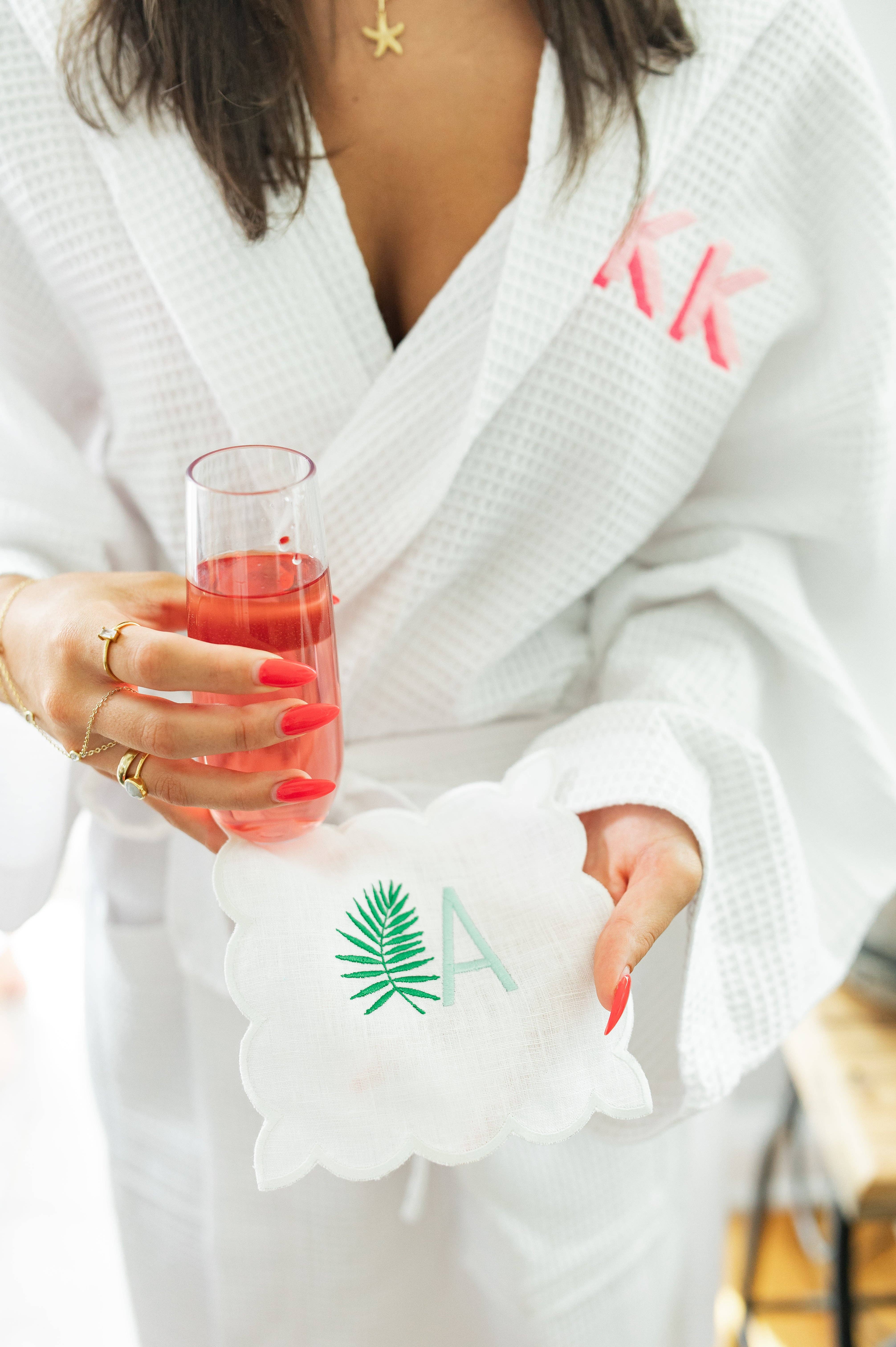 HOPE & JOY - Wholesale Dinner & Cloth Napkin - Square Scalloped Cocktail Napkins Embroidered New Home Gift1