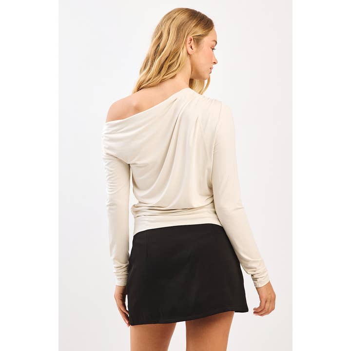 mittoshop - Wholesale Knit Top - Women's - ONE SHOULDER LONG SLEEVE DRAPE BRUSHED KNIT TOP2
