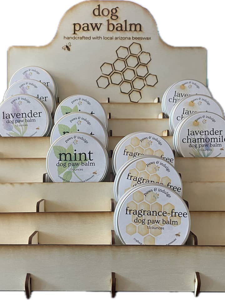 Dog Paw Balm Starter Pack with Basswood Display Stand for wholesale by Paws and Indulge