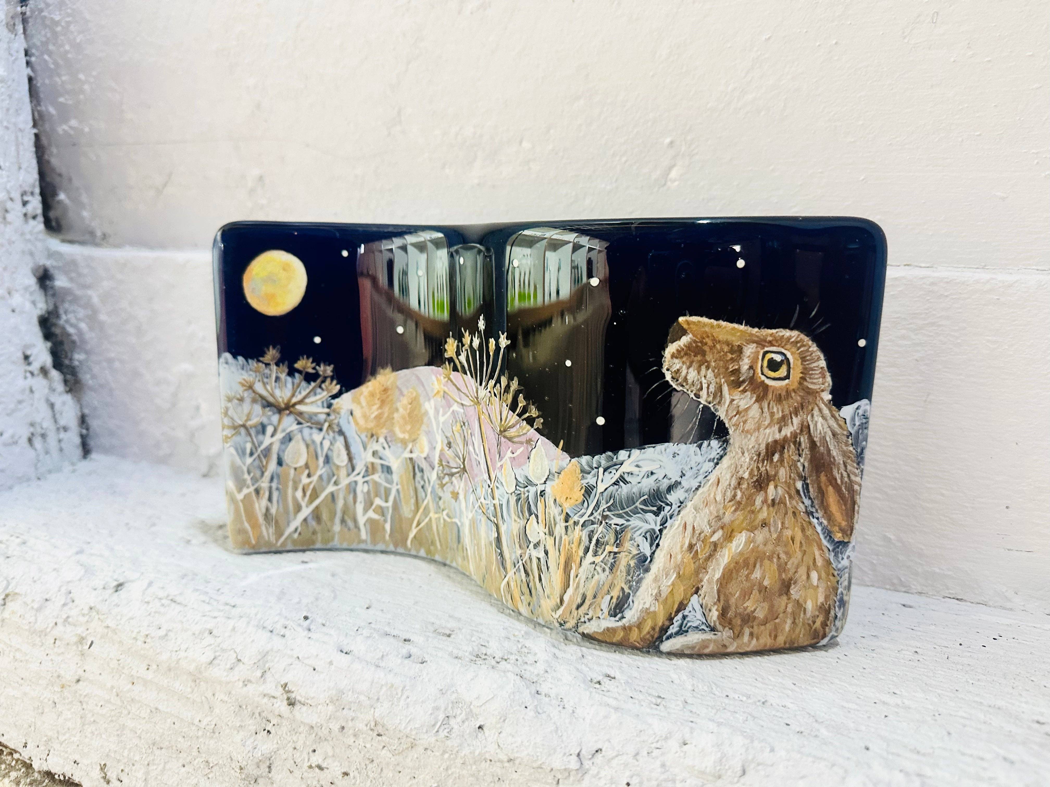 Ally Glass Studio – wholesale Decorative tabletop object – Moon Hare Midnight Meadow8