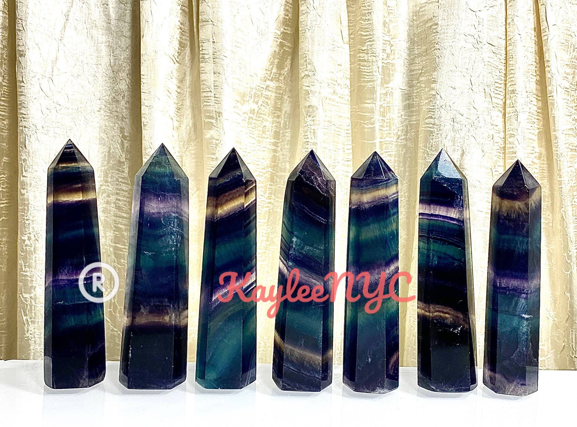 KayleeNYC - Vendita all'ingrosso Pietra/cristallo spirituale - Lotto all'ingrosso 2 Lbs Dark Rainbow Fluorite Obelisk Point Torre di energia naturale1