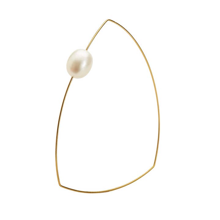 Flat Triangle Bangle with Oval Freshwater Pearl for wholesale by Melissa McArthur - Jewellery Made in London