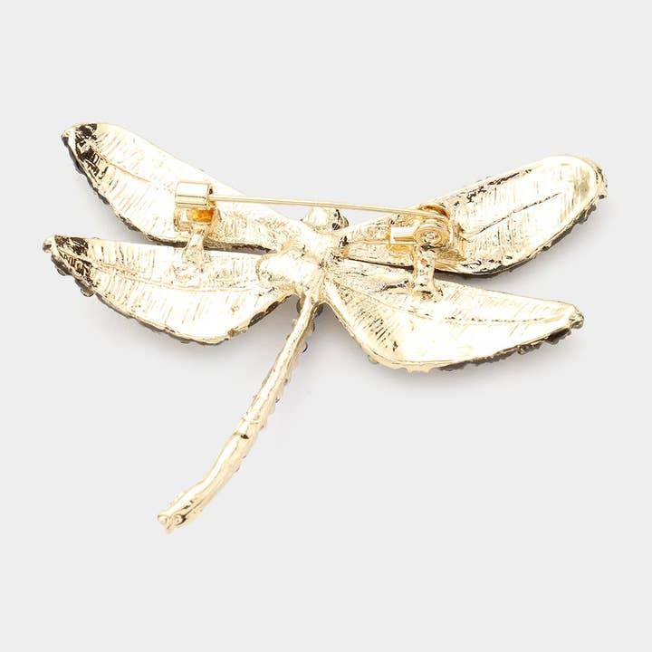 Sensibling Corp. - Wholesale Brooch - Stone Embellished Metal Dragonfly Pin Brooch