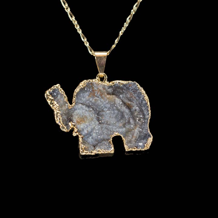 Agate Elephant Electroplated Pendant for wholesale by Olympus Minerals Co