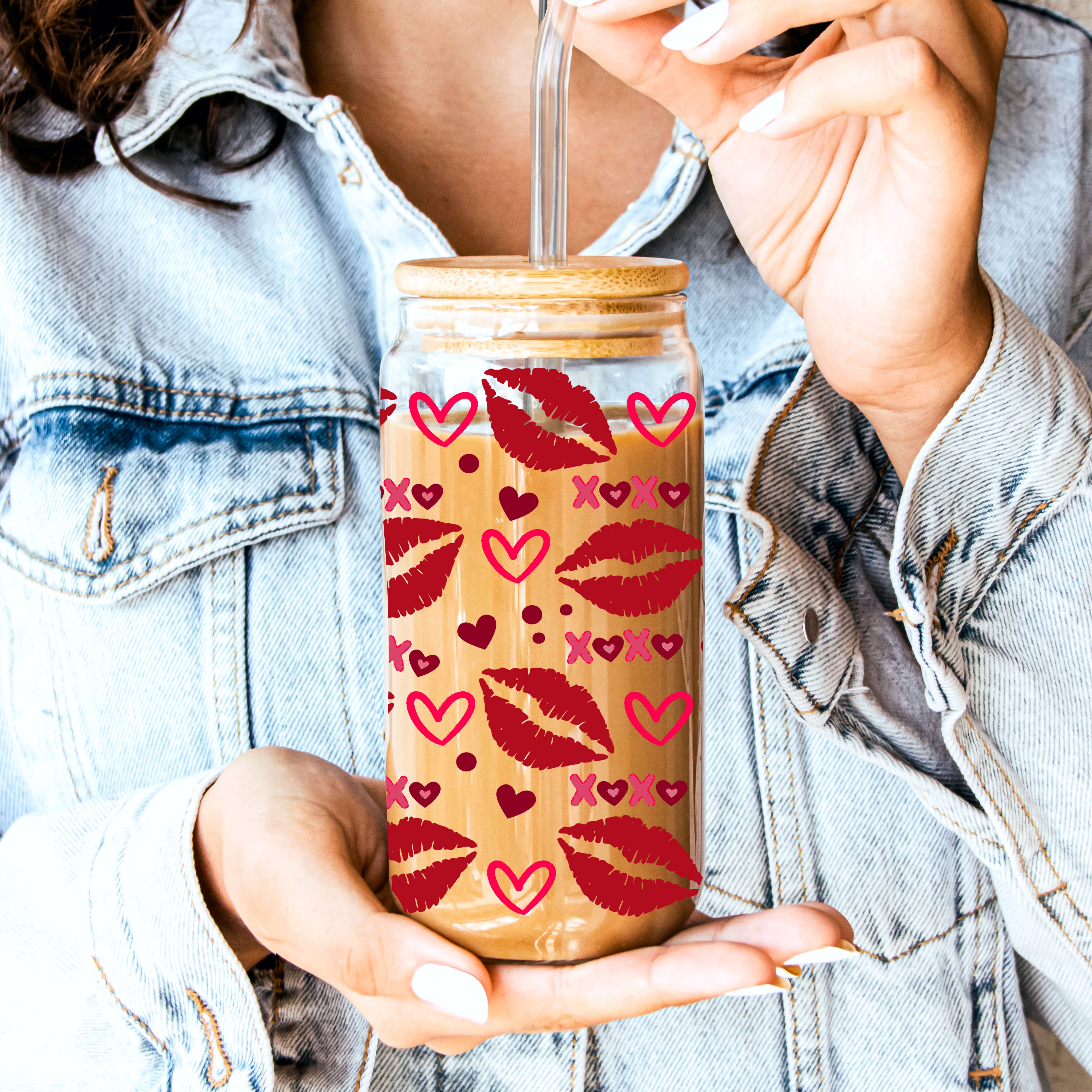 Gia Roma - Wholesale Coffee Mug - Valentines Glass Tumblers Heart Smiley, Galentines Gift Idea29