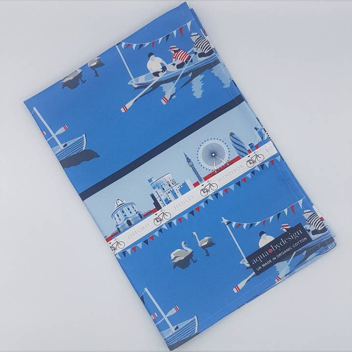 Aqua by Design - Wholesale Tea Towel - Tea Towel, London Skyline & Rowing Boats Design2