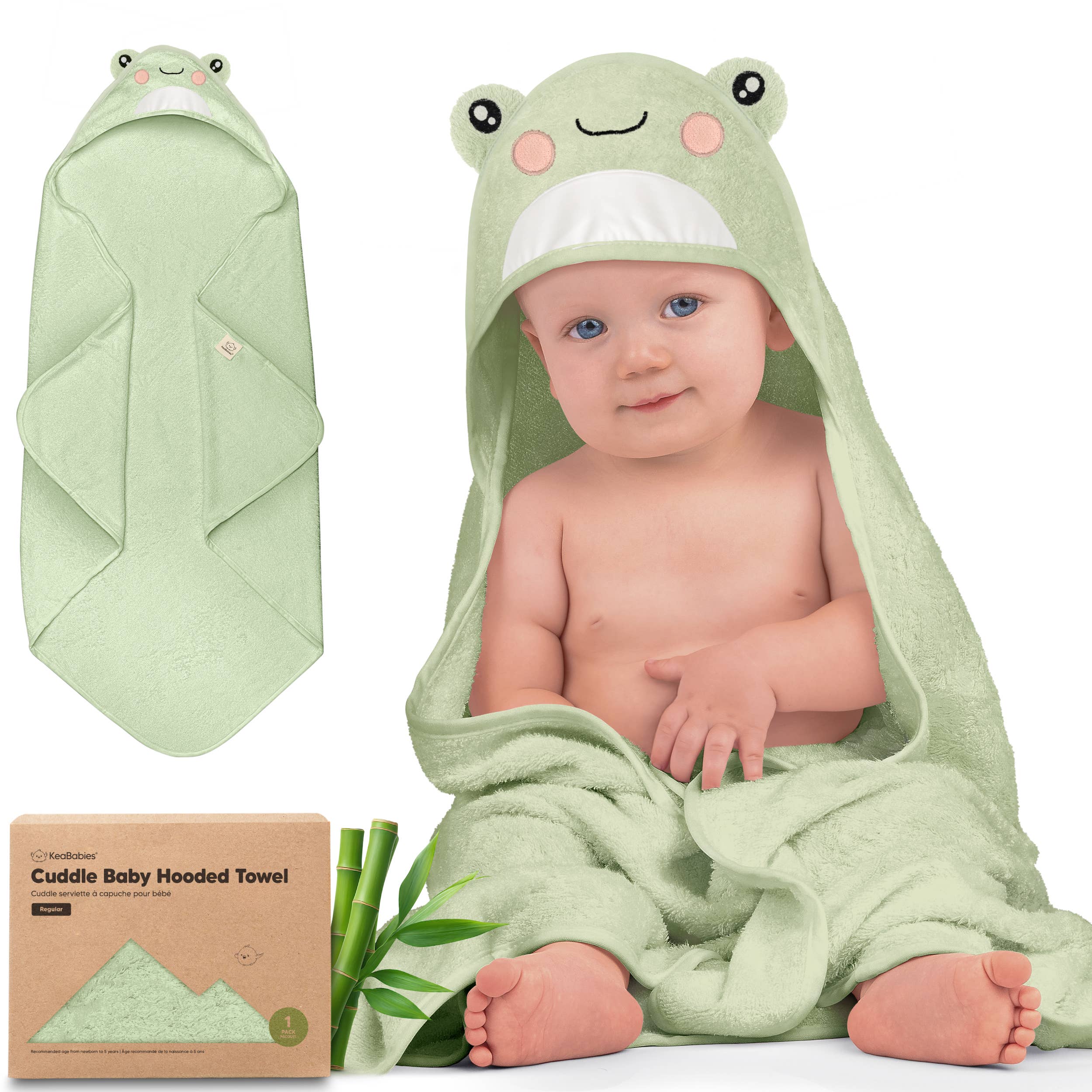 Frog KeaBabies Cuddle Baby Hooded Towel for wholesale on Faire0