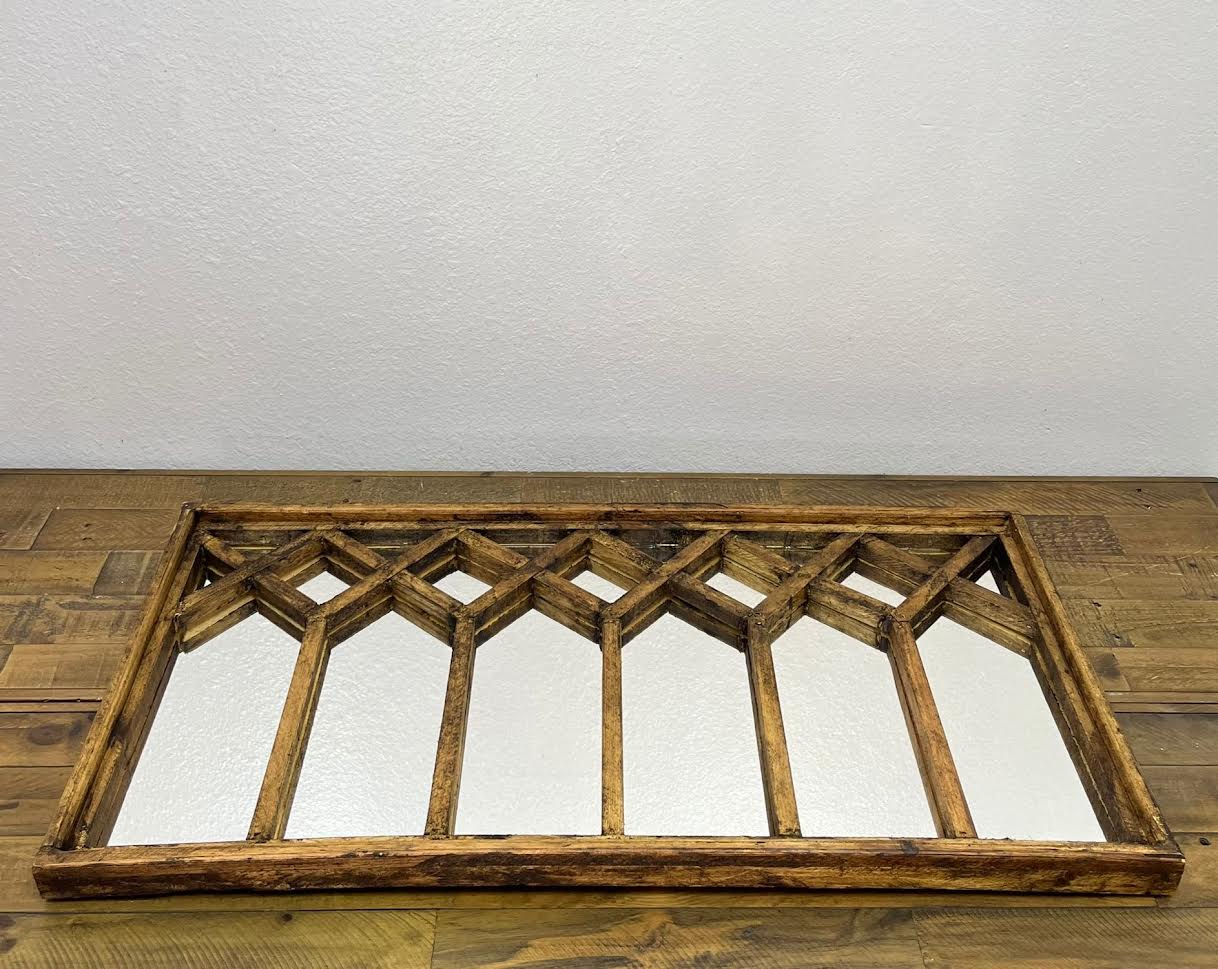 Rustic Farm - Wholesale Wall Mirror - Florence Wood window with Mirror, Natural - H-63