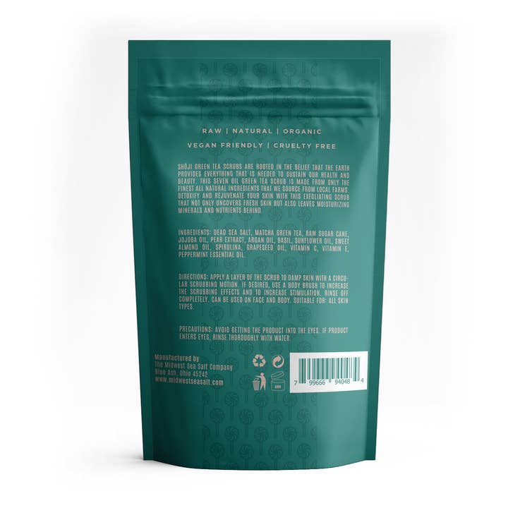 The Midwest Sea Salt Company - Wholesale Body scrub/exfoliant - Shoji Natural Matcha Green Tea Face & Body Scrub /Peppermint1