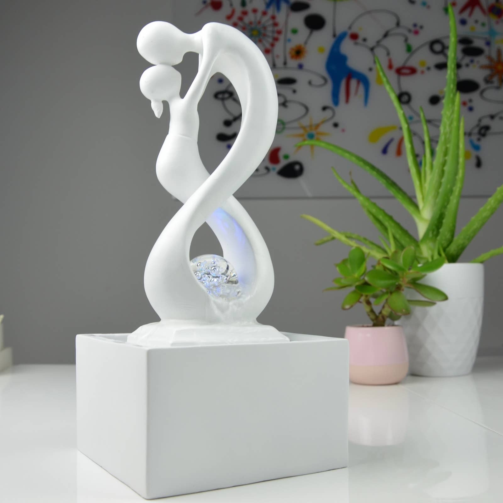 Zen'Arôme - Vente Décorations de table - Fontaine d'Intérieur Moderne Amor Blanc Idée Cadeau9