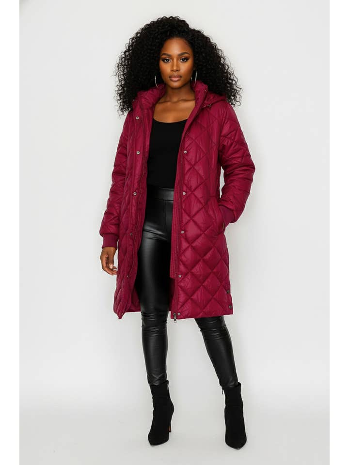 5besties inc - Wholesale Jacket – Women's - QUILTED HOODIE ZIP-UP BUTTONED JACKET3