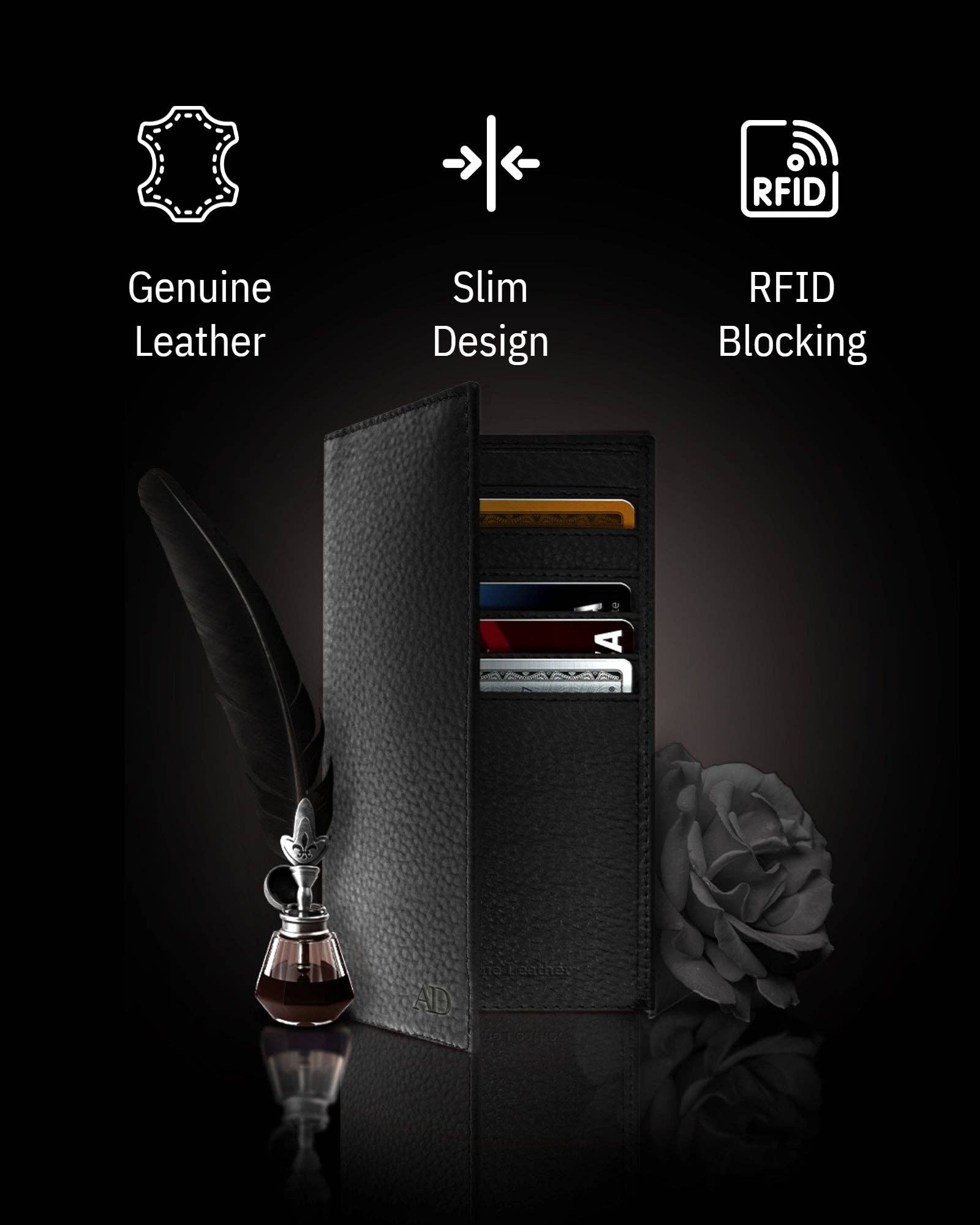 Access Denied Accessories - Wholesale Wallet - Unisex - Genuine Leather Checkbook Cover For Women &Men RFID Blocking15