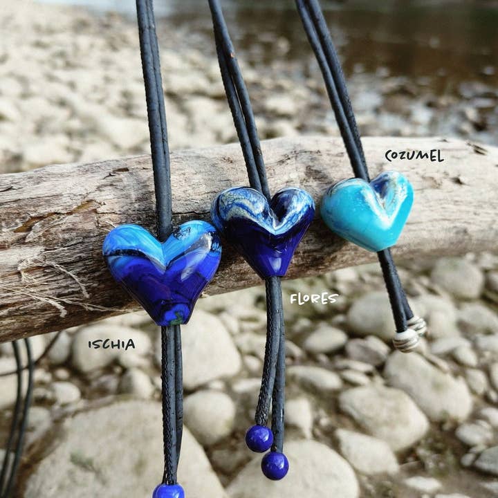 Fish Art – wholesale Individual charm/pendant – Murano Glass Heart pendant FLORES