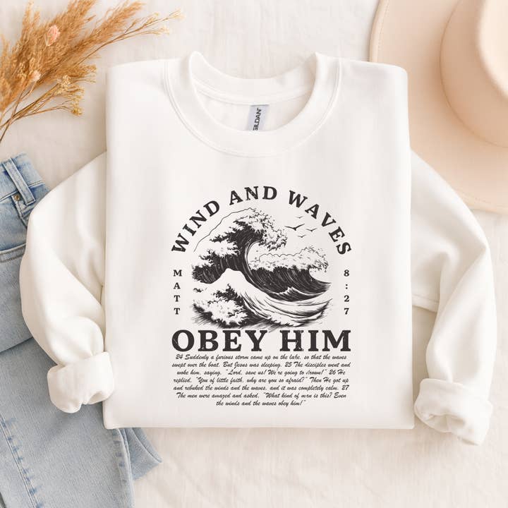 Sudadera de Cuello Redondo "El Viento y las Olas le Obedecen" para venta al por mayor de Vs design shop boutique