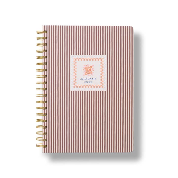 Lined Notebook, B5 Hardcover Spiral - Striped Bloom for wholesale by Papier
