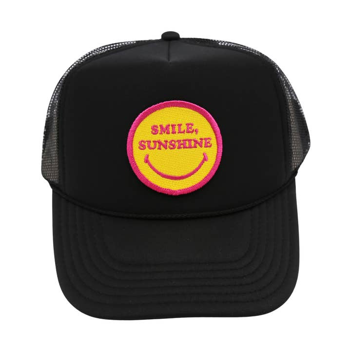 SMILE SUNSHINE FOAM TRUCKER - BLACK for wholesale by Sunshine State Goods