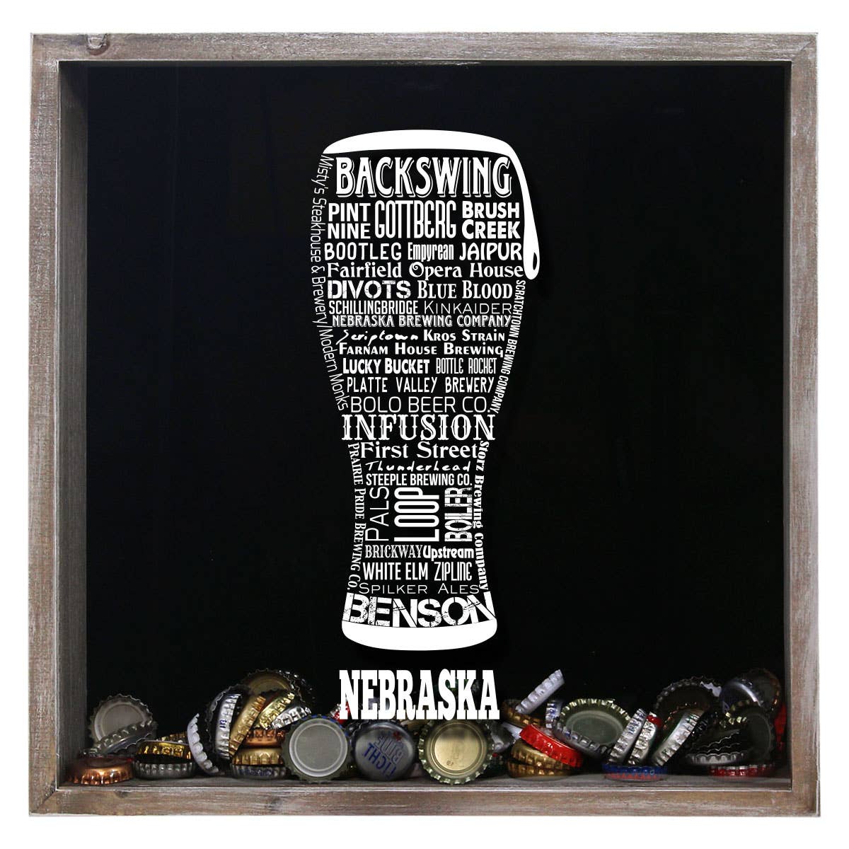 Torched Products – Großhandel 3D-Wandkunst – Cap Collector-Beer Typografie Shadow Box — Farmhouse Antique23