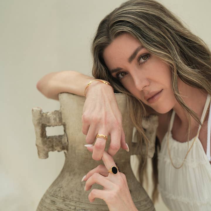 Nusands - Wholesale Band/stacked ring - Wave Rings Set | 18K Gold Vermeil4