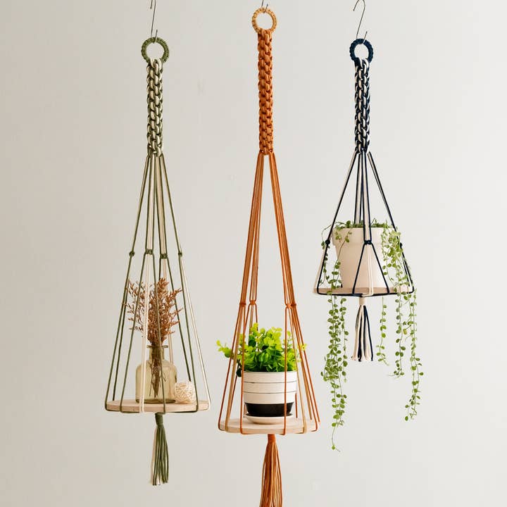 Supporto per piante in macramè S22 per la vendita all'ingrosso da parte di BeanDaikon