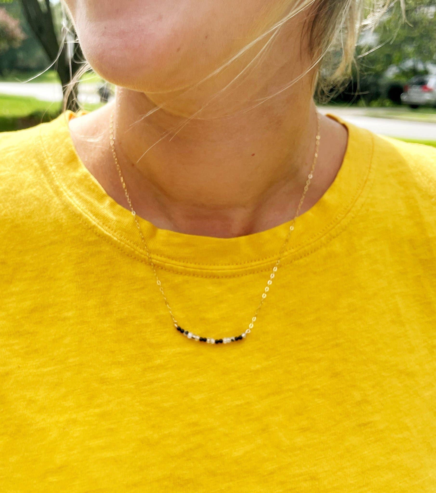 ETHICGOODS - Wholesale Pendant/Charm Necklace - Morse Code Dainty Stone Necklace // Peace1