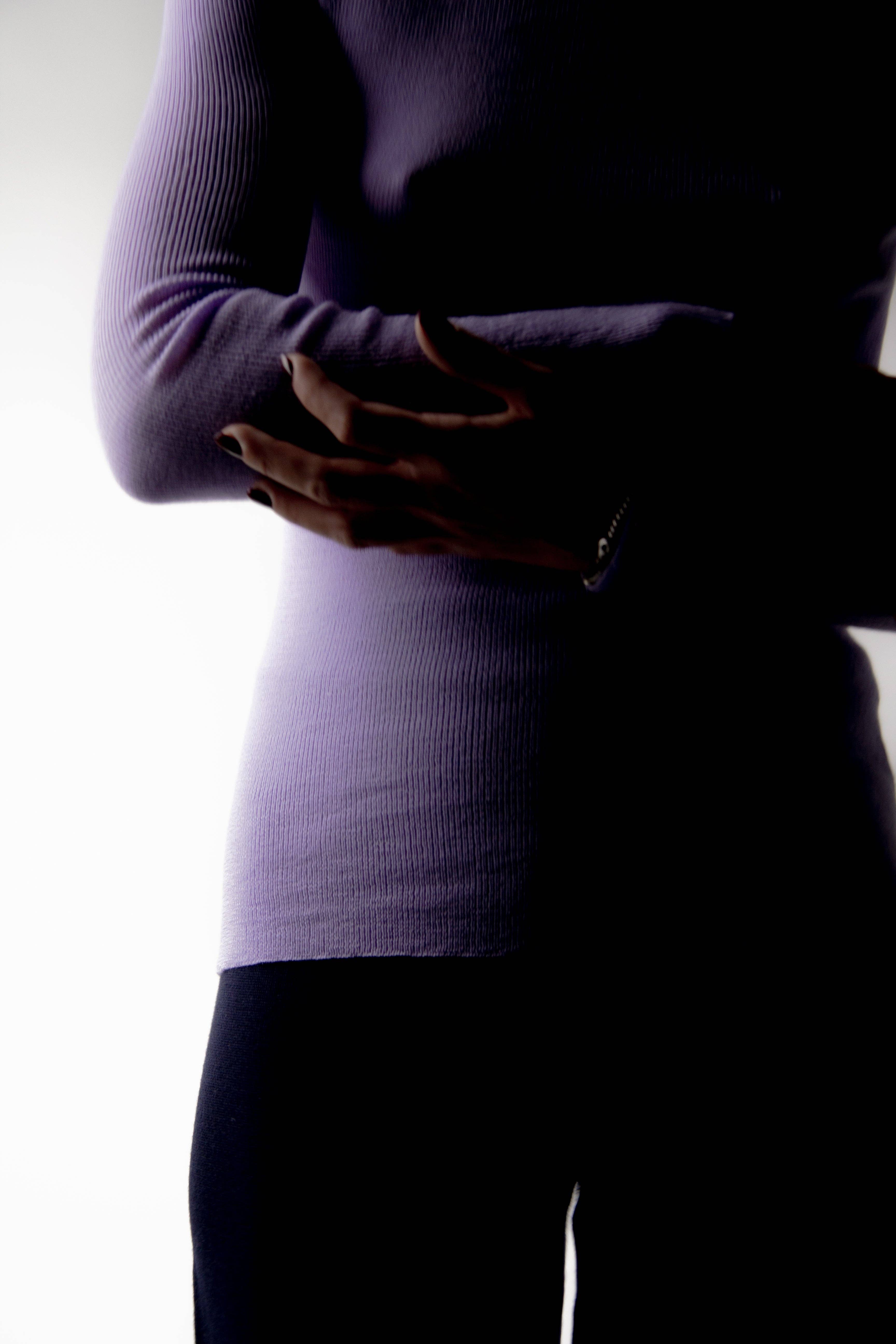 Lèmme - Wholesale Gebreide top - Dames - Geribbelde coltrui van extra fijne Merinowol (3D-breisel)14