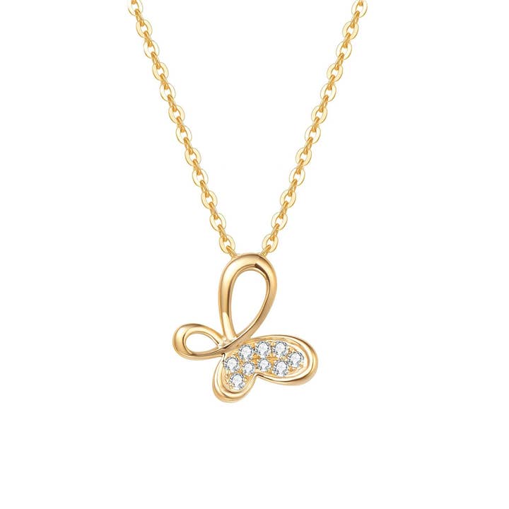 FANCIME "Valerie" Infinity Butterfly 18K Yellow Gold Necklace for wholesale by Fanci Me Jewelry