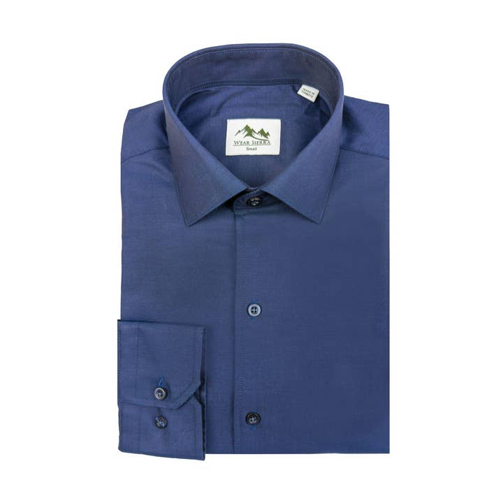 Heren katoenen overhemd met lange mouwen en knoopsluiting in klassiek marineblauw voor wholesale door Wear Sierra