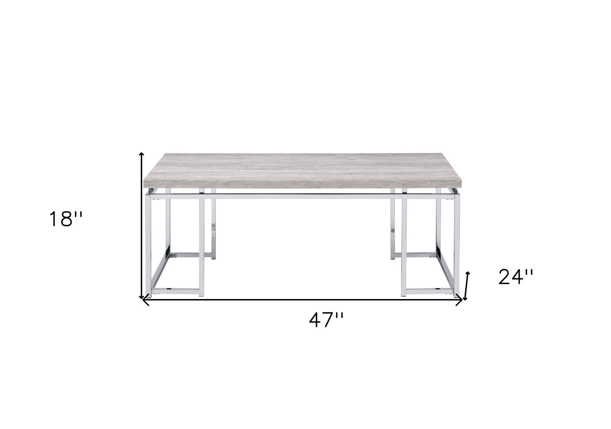 HomeRoots - Wholesale Coffee Table - 47" Oak and Silver Wood And Metal Frame Coffee Table2