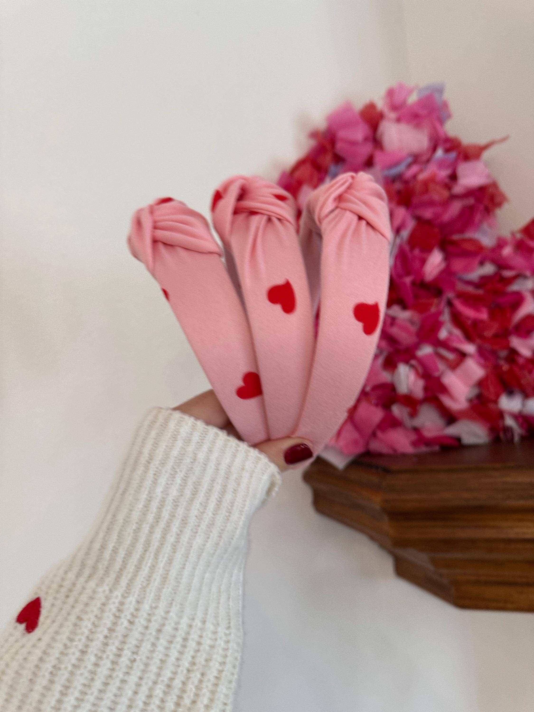 Brynnbands - Wholesale Fashion headband – women's - Valentine's Heart Top Knot Headband with Hair Tie0