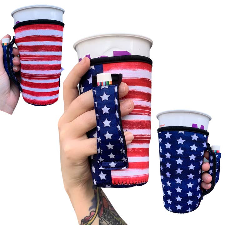 Drink Handlers - Wholesale Drink Huggers & Koozies - Merica 20oz Large Coffee / Tea / Tumbler Handler™