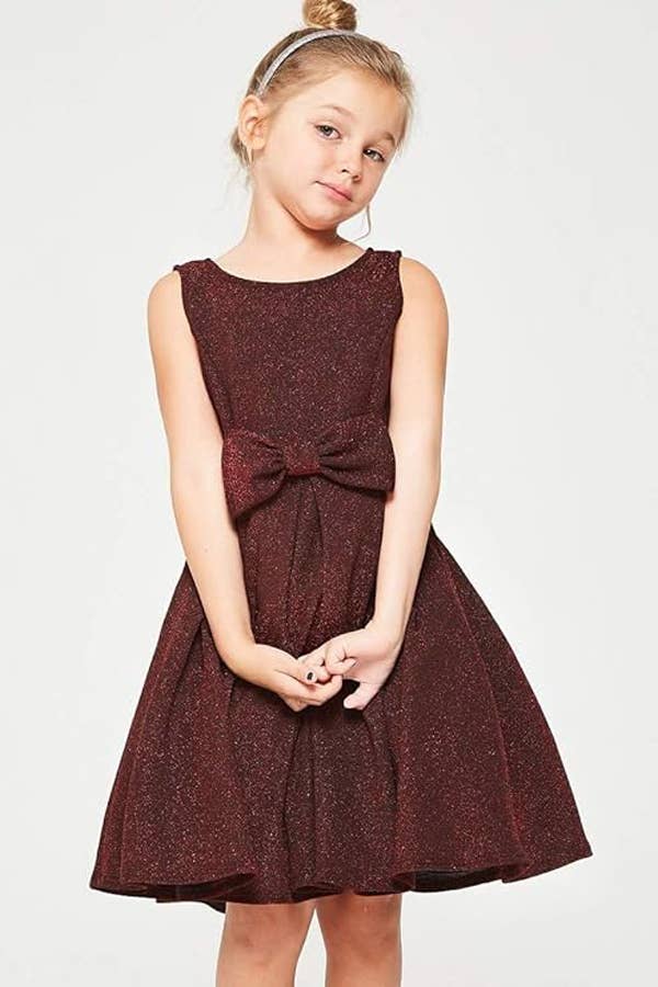 iGirlDress - Wholesale Dress - Kids - Girls Metal Glitter Knit Pleats Skirt Holiday Dress 4-161