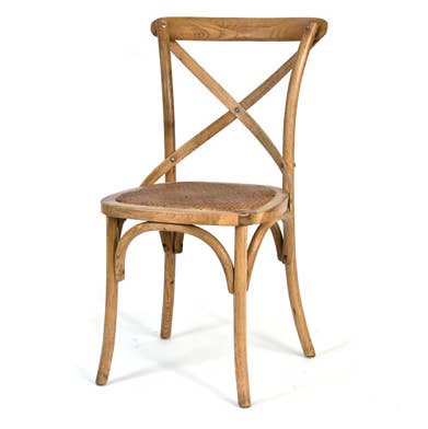 Oak Chair with Cross Design and Rattan Peel Seat for wholesale by Willow Group