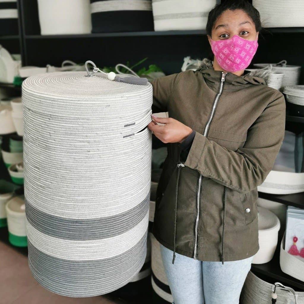 Mia Mélange – wholesale Laundry basket – Lidded Laundry Basket XT (Verona) - Grey (tassel)4