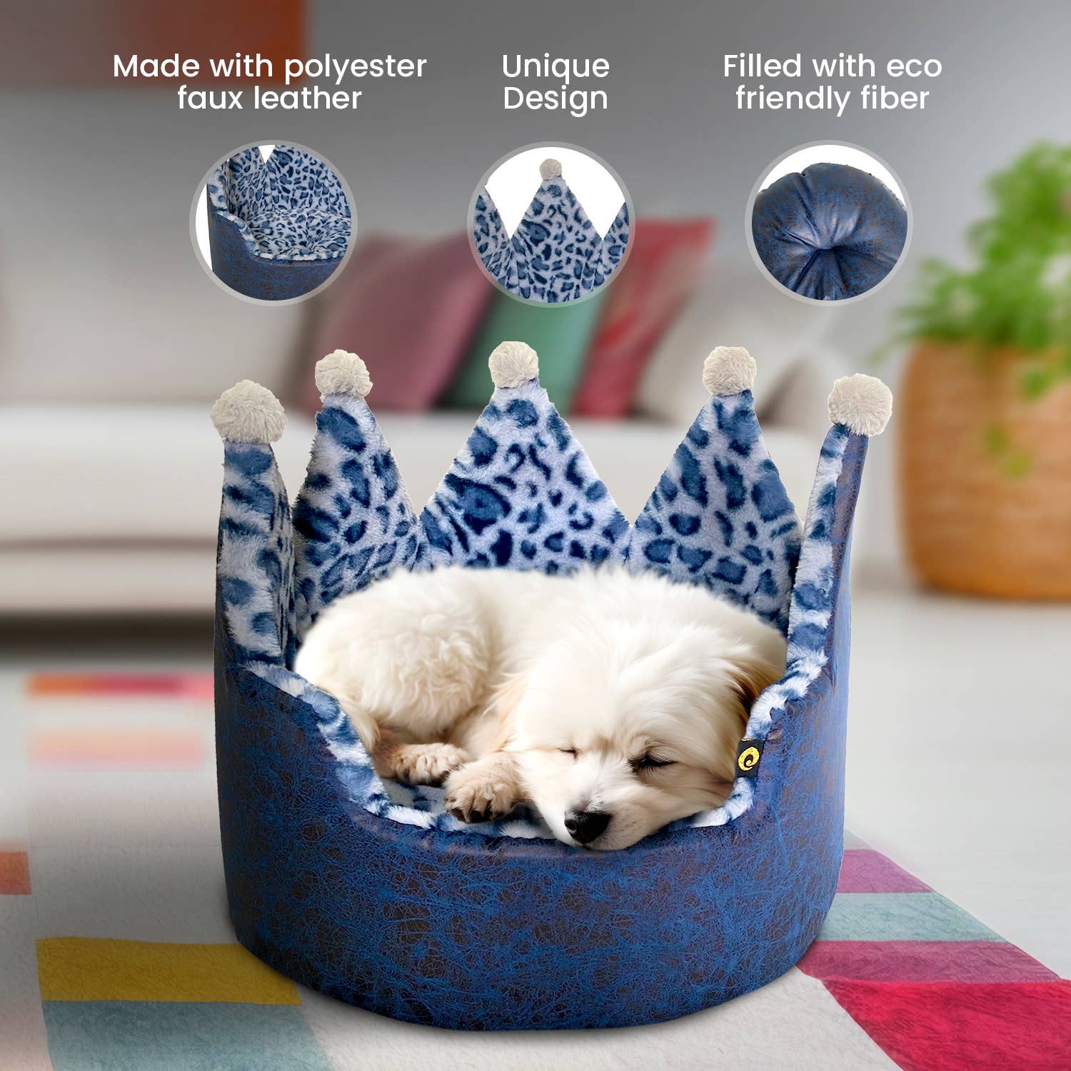 Precious Tails - Wholesale Pet Bed - Cat/Dog - Precious Tails Leopard Print Crown Pet Bed3