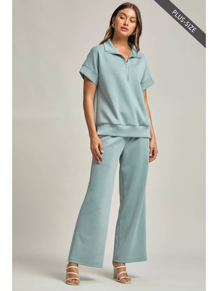 Dear Scarlett - Wholesale Lounge Set - Women's - PLUS SIZE Quarter Zip + Pants Modal Set TRVSET-CATALINAP19