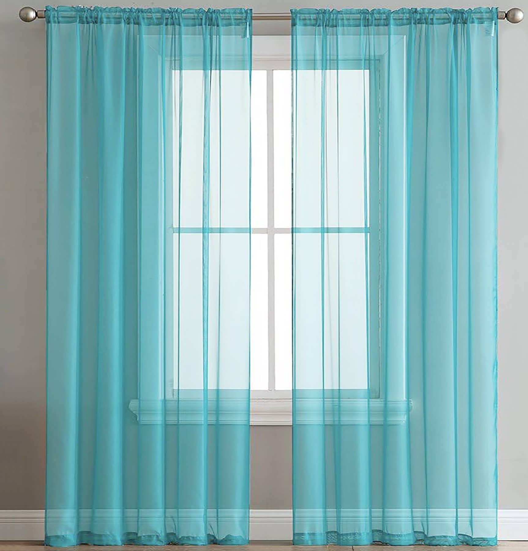 home mart goods - Wholesale Curtain - 84" Long, 2 Panels - Sheer Window Rod Pocket Curtain Set24