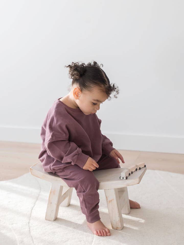 Mila & Co. - Wholesale Lounge Set - Kids - Sweatshirt & Jogger Set | Plum