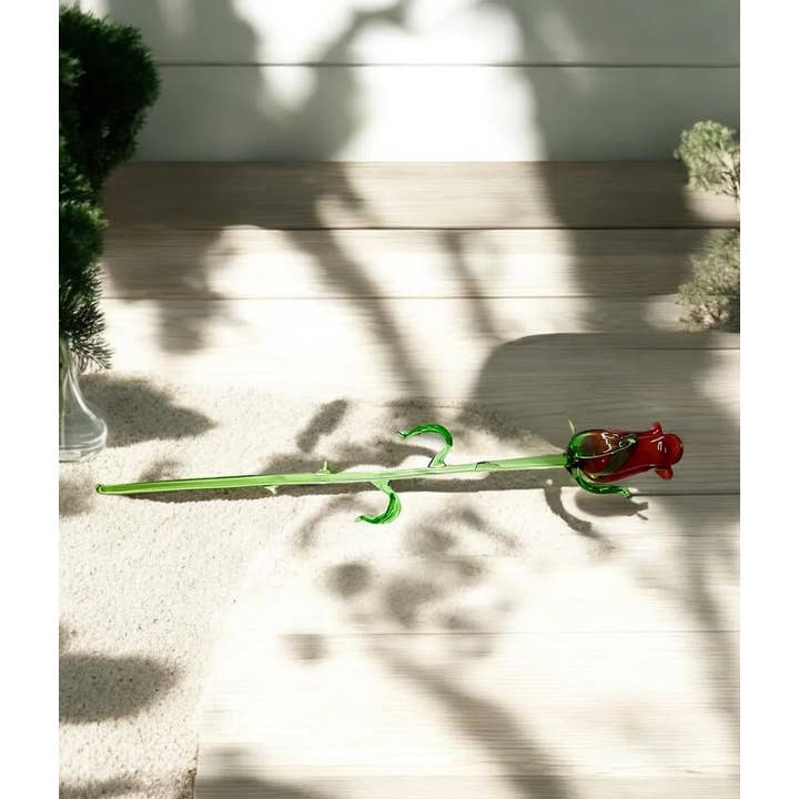 Glass by Iness - Wholesale Artificial Flowers - Long Stem Glass Rose - Red - Single Rose - Hand Made - Blown1