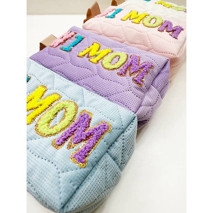 MIX COLOR LOVE MOM Soft Tone Light Weight Cosmetic Bag for wholesale on Faire9