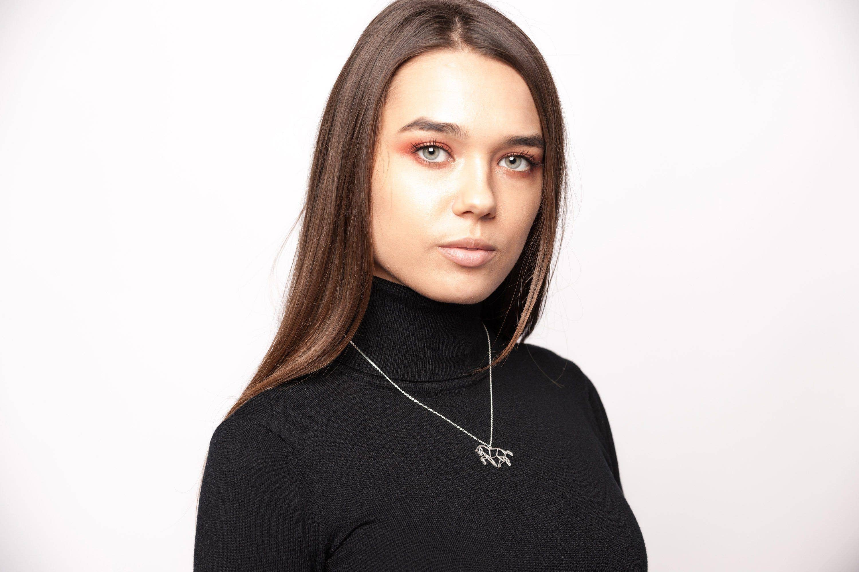 La Menagerie – wholesale Pendant/charm necklace – Horse Silver Origami Necklace5