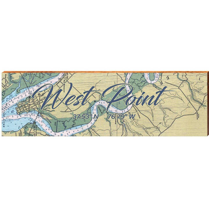 West Point NOAA Chart Map | Wall Art Print on Real Wood for wholesale by Mill Wood Art