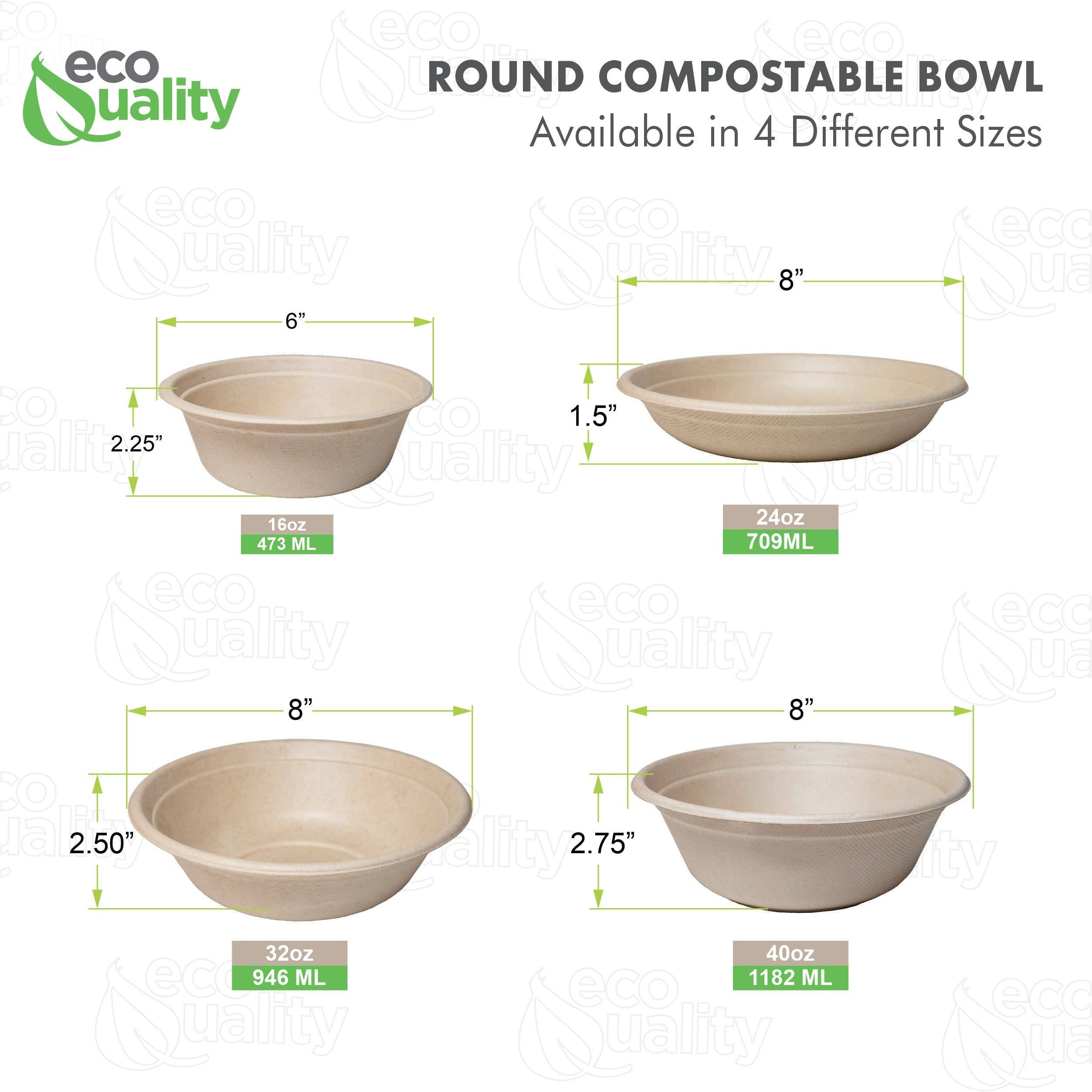EcoQuality - Wholesale Disposable Plate - 32Oz Compostable Heavy Duty Disposable Bowls, Eco Friendly5