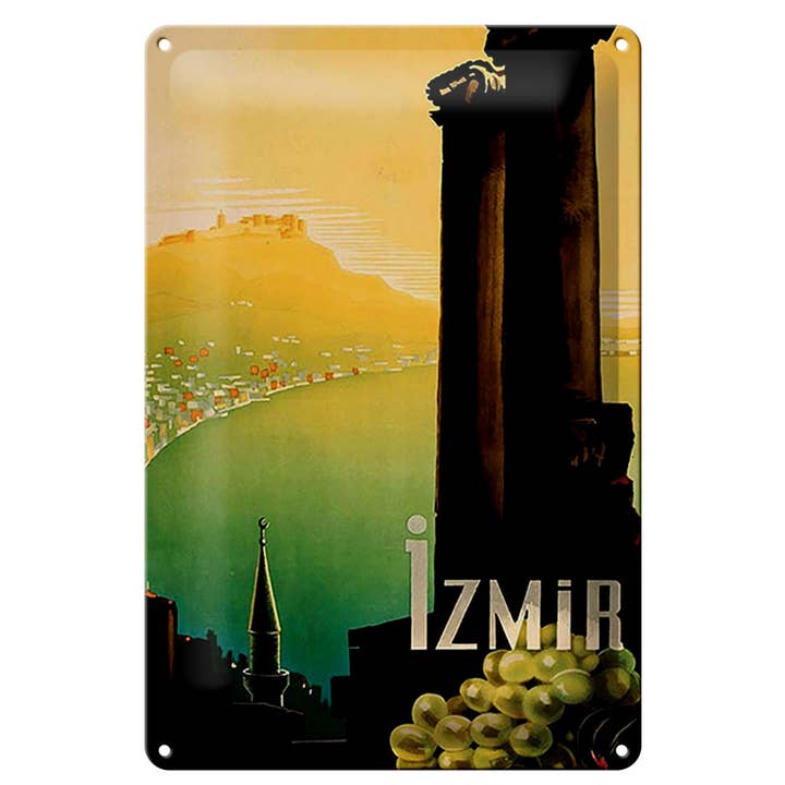 Femer - Wholesale Sign - Metal Sign Travel 20x30 cm Izmir Turkey Water Columns Sign