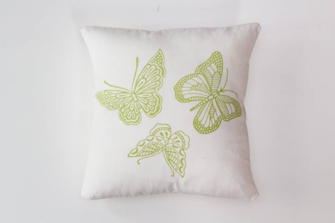 Sustainable Threads - Wholesale Throw/Decorative Pillow - Cotton Pillow with Insert | Handwoven | Butterfly Screen Print0