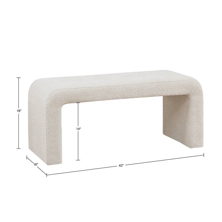 Olliix - Wholesale Bench - Cream Transitional Boucle Waterfall Accent Bench1