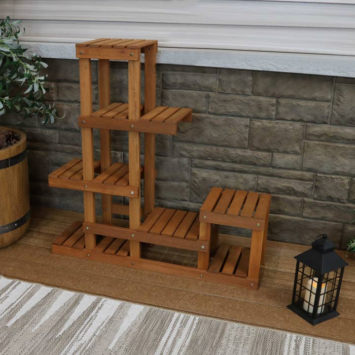 Sunnydaze Decor - Wholesale Plant Pot Stand - Meranti Wood Multi-Shelf Plant Stand - 36 in