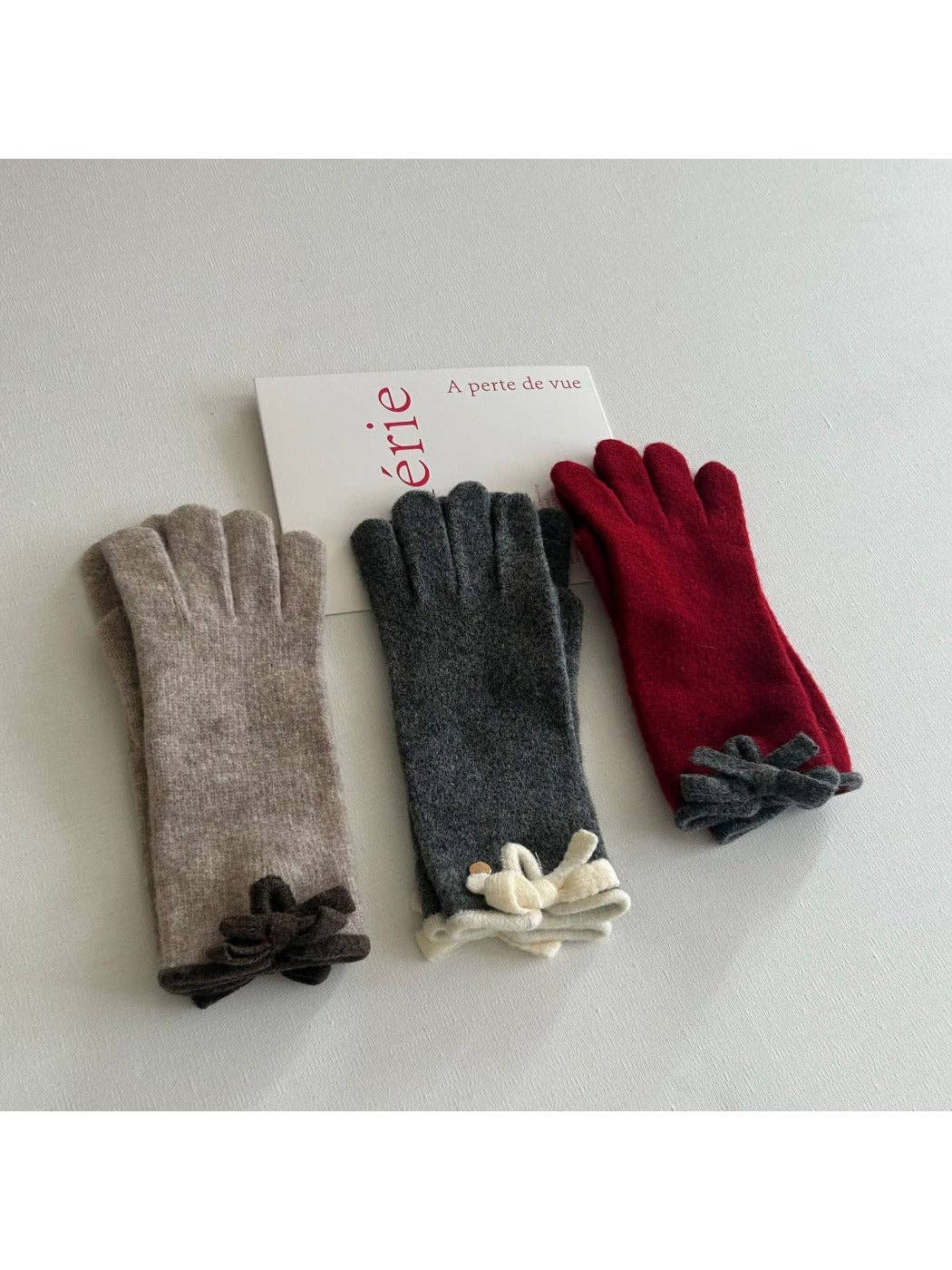 Funkyrel® Atzbranding Limited – Engroshandel Handsker - Dame – Gloving - Søde Strikkede Handsker med Sløjfe & Touchscreen9